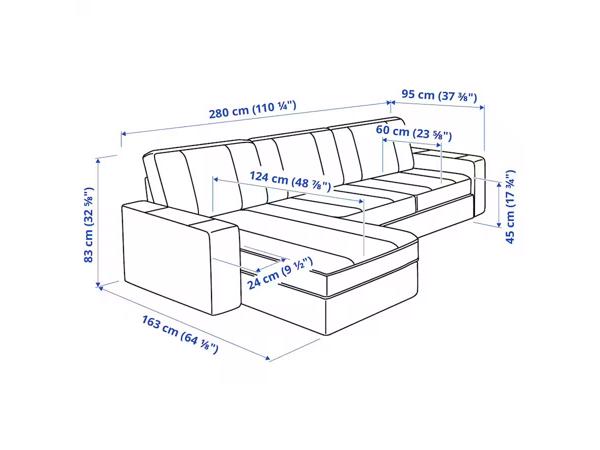 Ikea KIVIK 3zits bank met chaise longue