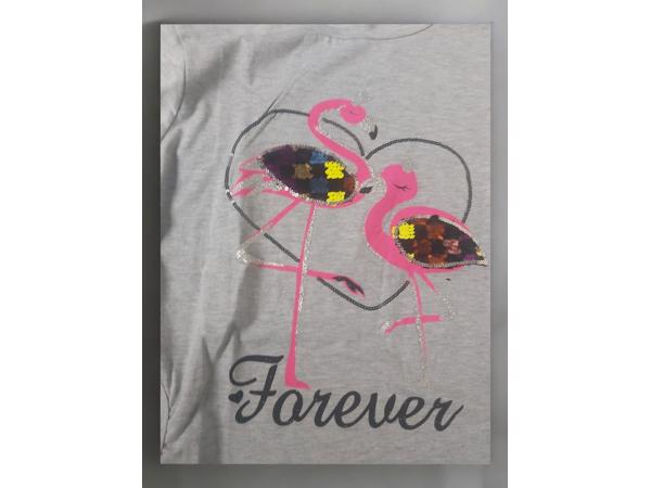 Seagull lang shirt flamingo's forever grijs 170-176