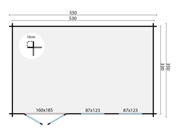 Blokhut - Tuinhuis Sophie | 40 mm | onbehandeld