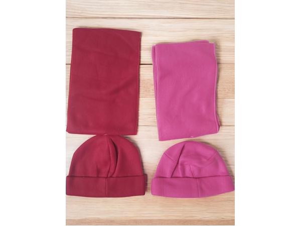 2x kinder winter fleece sets rood roze one size