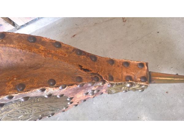 Antieke open haard blaasbalg