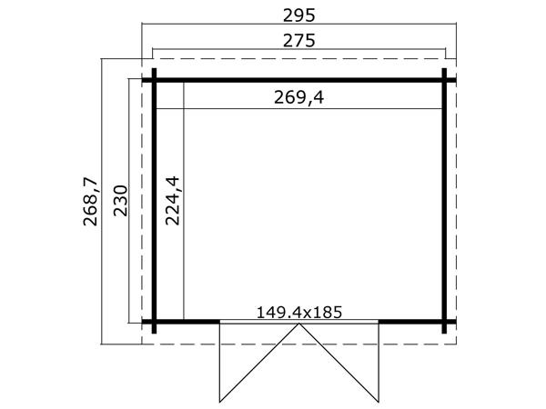 Blokhut Nadia 275x230 Onbehandeld vuren