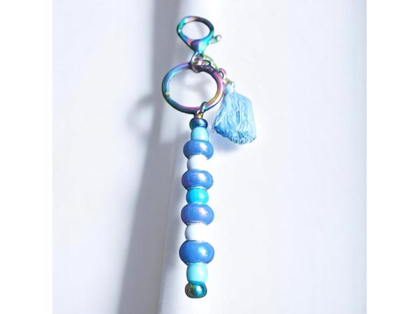 Sleutelhanger - tashanger metallic blauw
