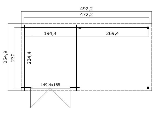 Tuinhuis-Blokhut Helena: 492 x 250 cm