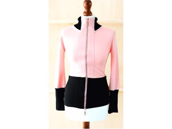 Shirt-vest 2-weg ritssluiting, roze/zwart maat S of M  nieuw