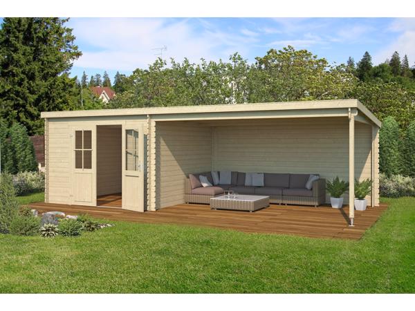 Blokhut met overkapping St. Louis 681x292 Onbehandeld vuren