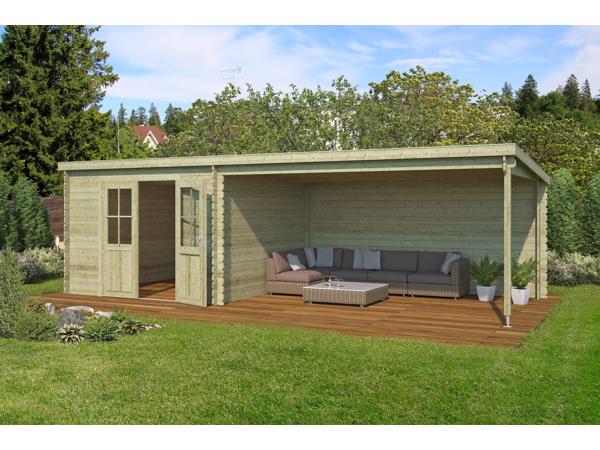 Blokhut met overkapping St. Louis 681x292 Onbehandeld vuren