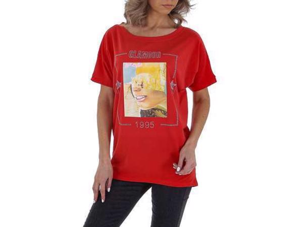 Glo-story t-shirt 1995 rood glamour glitter one size