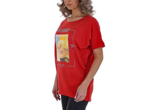 Glo-story t-shirt 1995 rood glamour glitter one size