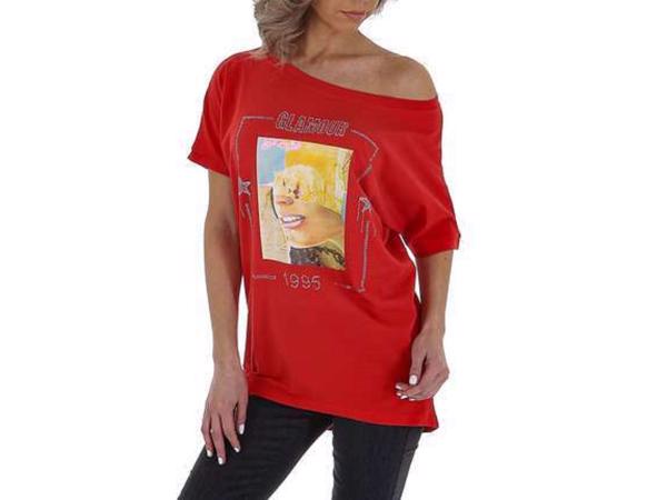 Glo-story t-shirt 1995 rood glamour glitter one size