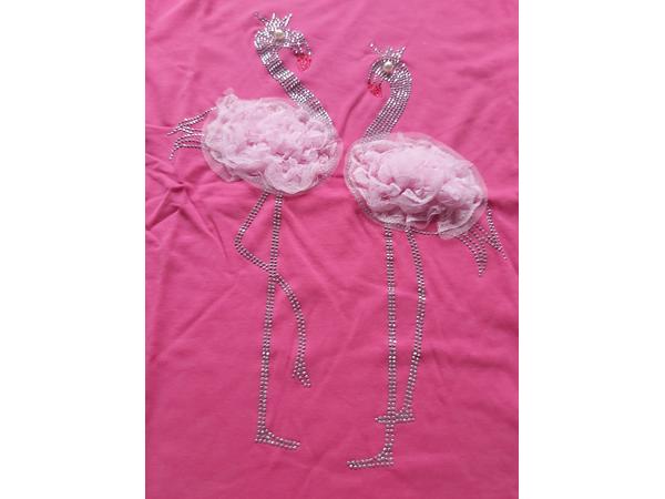 Seagull t-shirt pink flamingo's glitter kroon 170/176