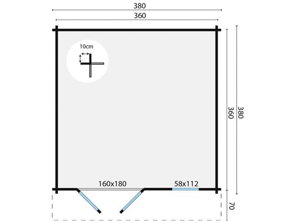 Blokhut - Tuinhuis Ulrik | 44 mm | vuren onbehandeld
