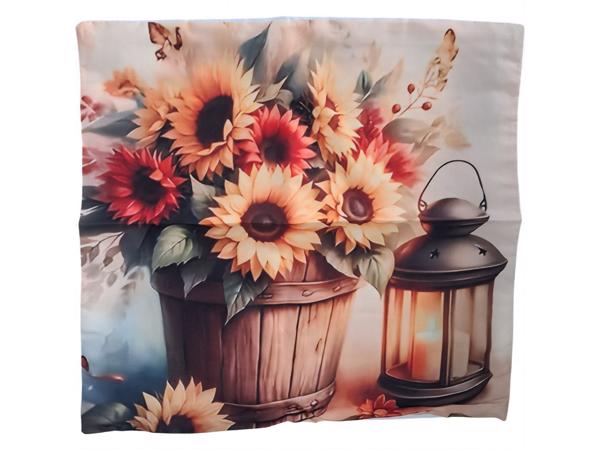 Set van 4 kussenhoezen zonnebloem olie lampje 40x40cm