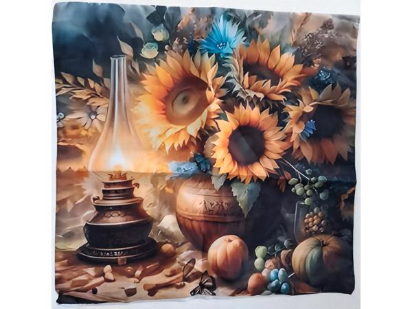 Set van 4 kussenhoezen zonnebloem olie lampje 40x40cm