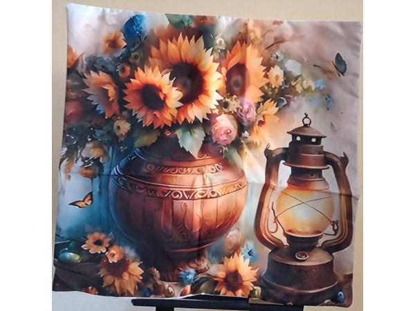 Set van 4 kussenhoezen zonnebloem olie lampje 40x40cm