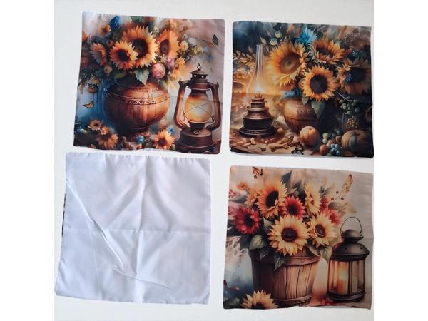 Set van 4 kussenhoezen zonnebloem olie lampje 40x40cm