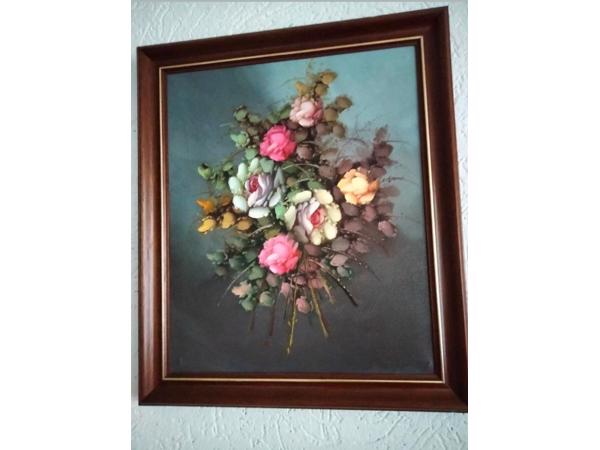 Olieverfschilderij met boeket bloemen 45 x 55