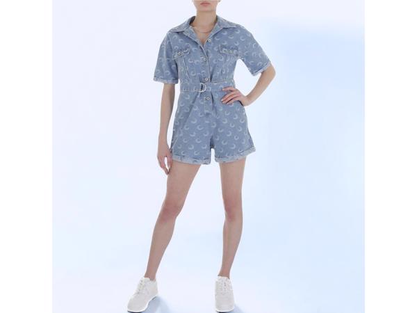 White Icy spijker playsuit maantjes blauw M/38