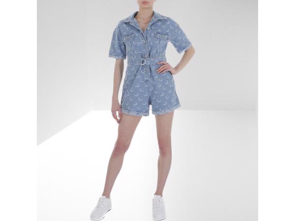 White Icy spijker playsuit maantjes blauw M/38