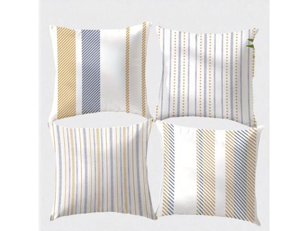 Set van 4 kussenhoezen gestreept blauw bruin 45x45cm