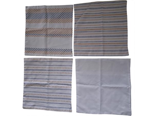 Set van 4 kussenhoezen gestreept blauw bruin 45x45cm