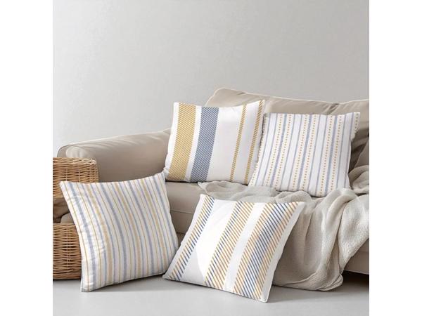 Set van 4 kussenhoezen gestreept blauw bruin 45x45cm