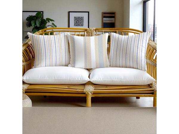 Set van 4 kussenhoezen gestreept blauw bruin 45x45cm