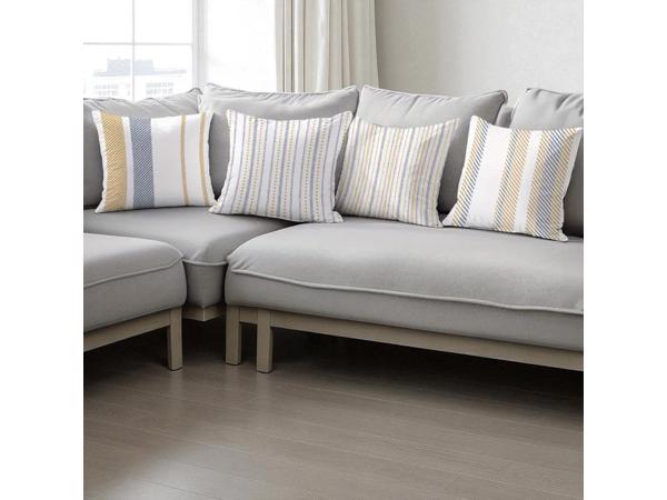 Set van 4 kussenhoezen gestreept blauw bruin 45x45cm