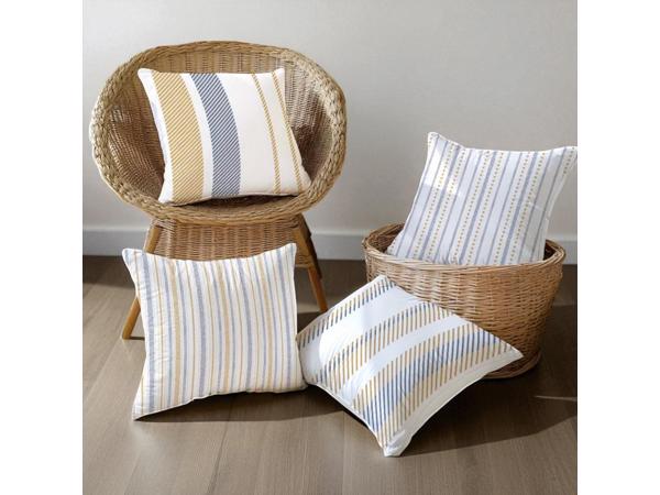 Set van 4 kussenhoezen gestreept blauw bruin 45x45cm