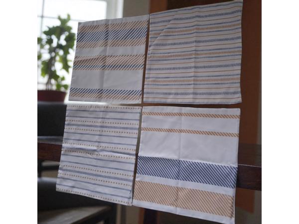 Set van 4 kussenhoezen gestreept blauw bruin 45x45cm