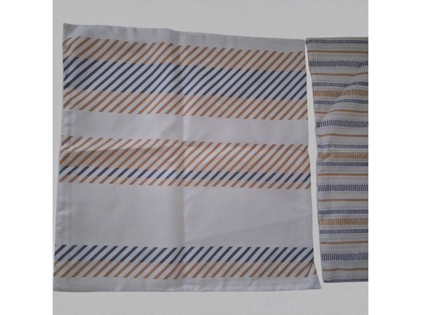 Set van 4 kussenhoezen gestreept blauw bruin 45x45cm