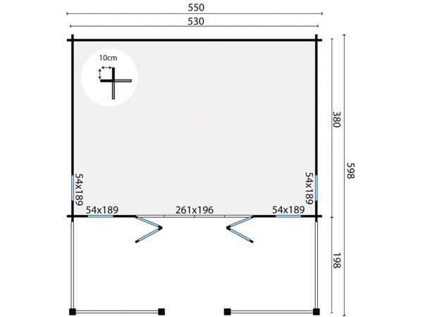 Blokhut - Tuinhuis Olaug | 44 mm | vuren onbehandeld