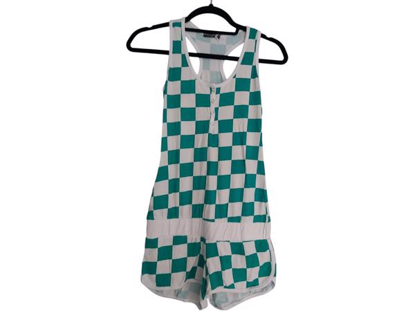 Metrofive playsuit groen wit geblokt S