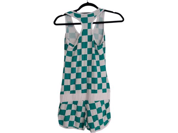 Metrofive playsuit groen wit geblokt S