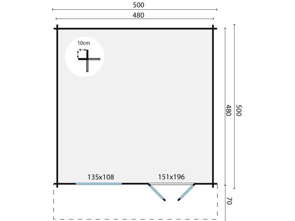 Blokhut Salamanca 500x500 cm (ook bekend als Rose) heeft een