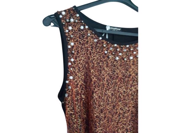 Glitter jurk rood zwart met parels L/XL