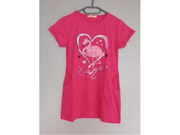 Lang shirt flamingo in hart glitter pink 158/164