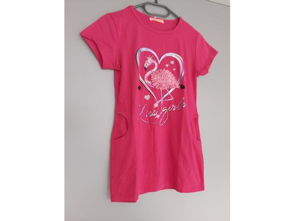 Lang shirt flamingo in hart glitter pink 158/164