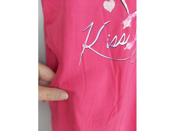 Lang shirt flamingo in hart glitter pink 158/164