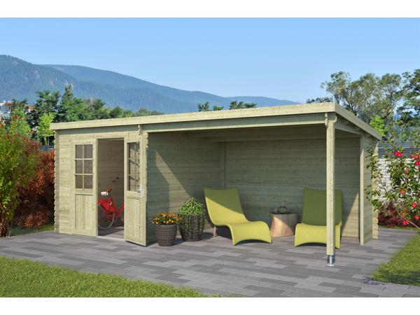 Blokhut met overkapping Sunniva 570x275 Onbehandeld vuren