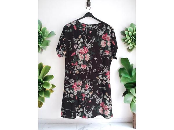 Zomer jurk bloemen zwart groen roze M