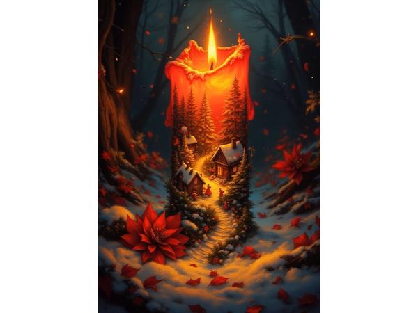 50x40cm Diamond Painting landschap kaars (vierkant) nr 70