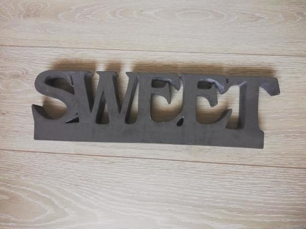 wandbord tekst sweet grijs
