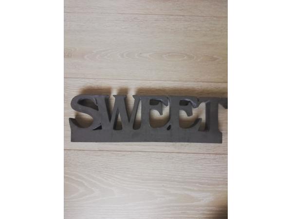 wandbord tekst sweet grijs