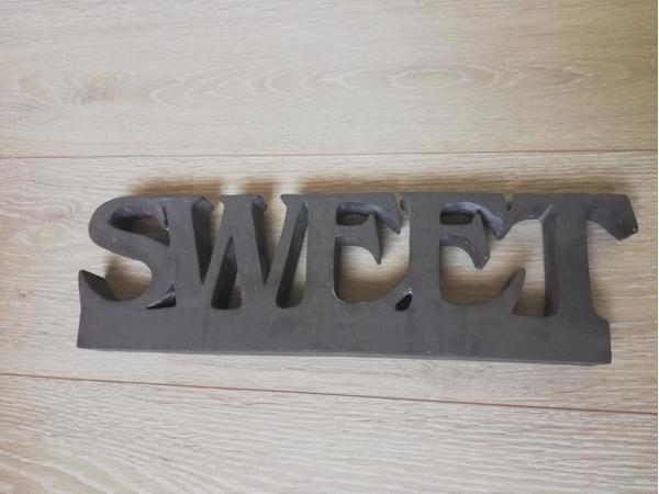 wandbord tekst sweet grijs