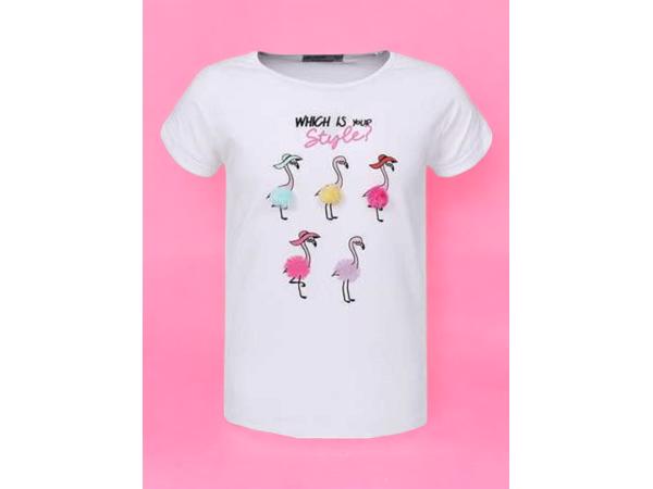 Glo-Story t-shirt flamingo's wit 98