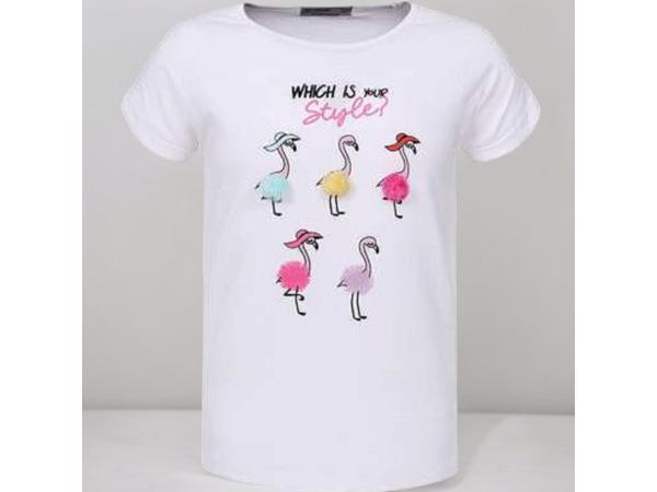 Glo-Story t-shirt flamingo's wit 98