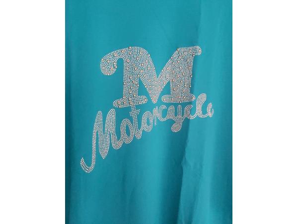 Arino sweatjurk motorcycle strass steentjes turquoise XL/XXL