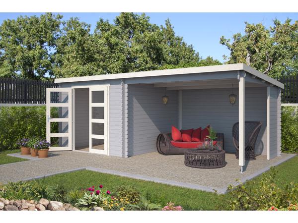 Blokhut met overkapping Manuel 600x275 Onbehandeld vuren