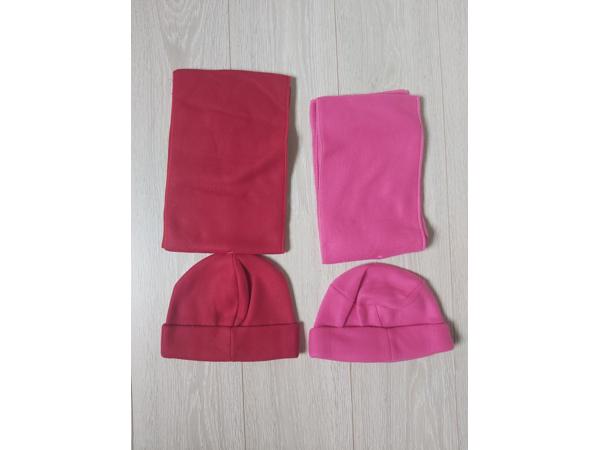 2x kinder winter fleece sets rood roze one size
